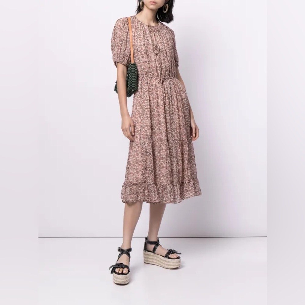 NWT $745 Ulla Johnson Berenice Gardenia Floral Silk Georgette Midi Dress